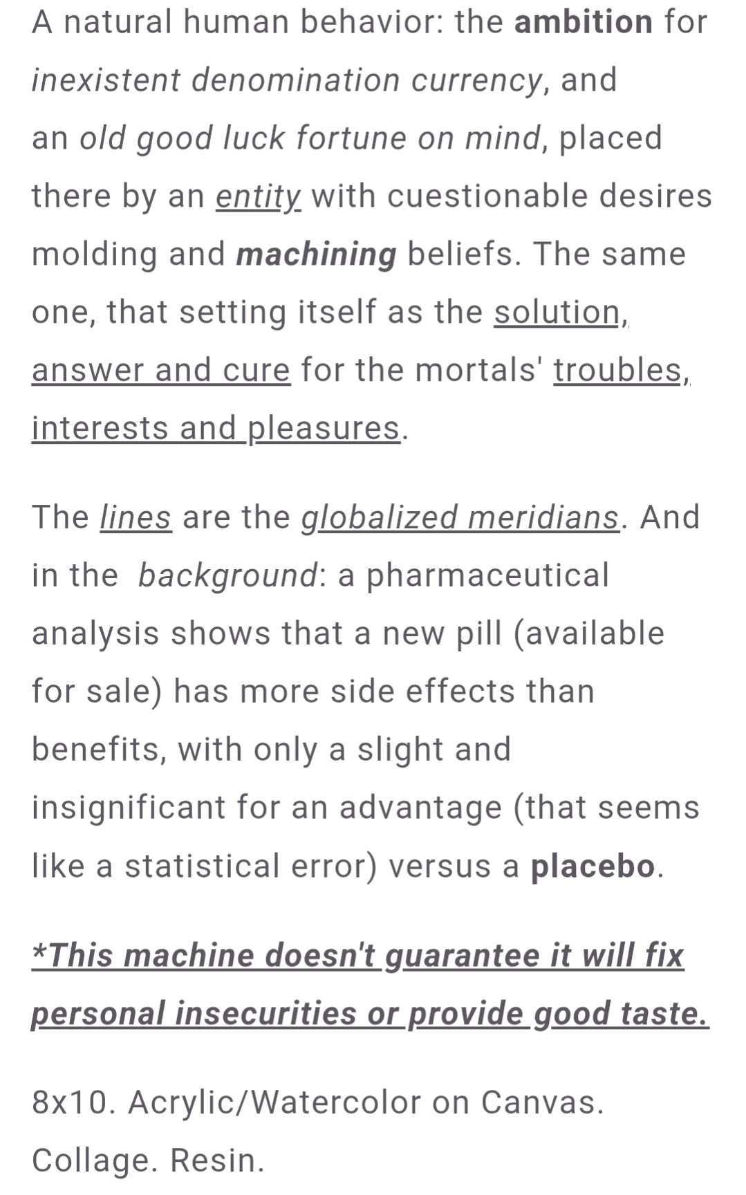 Original Mixed Media: Money: as a dream machine* (brainwashing included). Free verse.